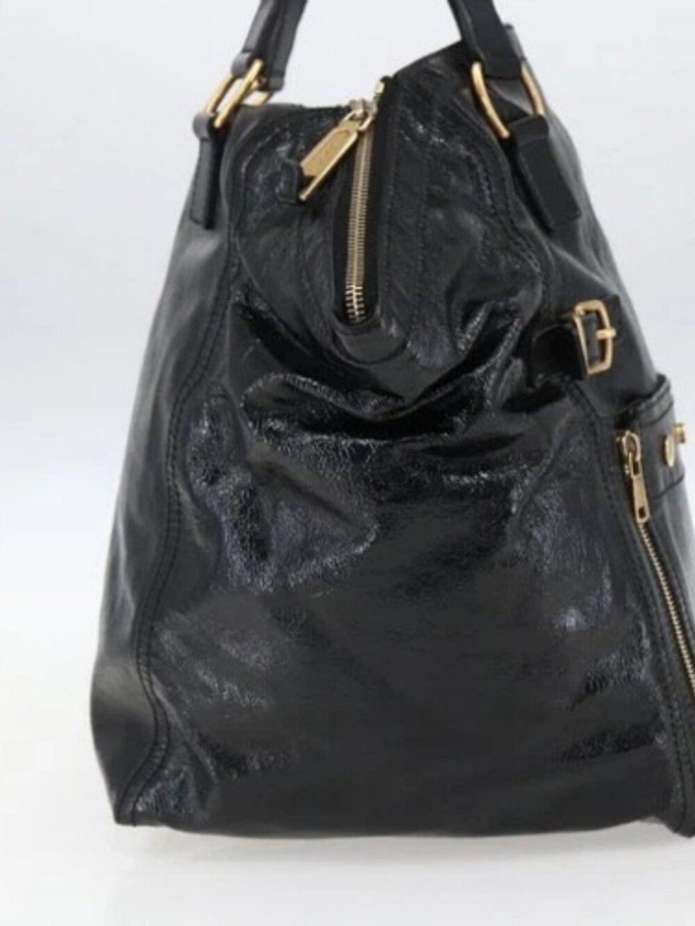 SAINT LAURENT Tote Bag Patent leather Black Gold - Picture 4 of 16